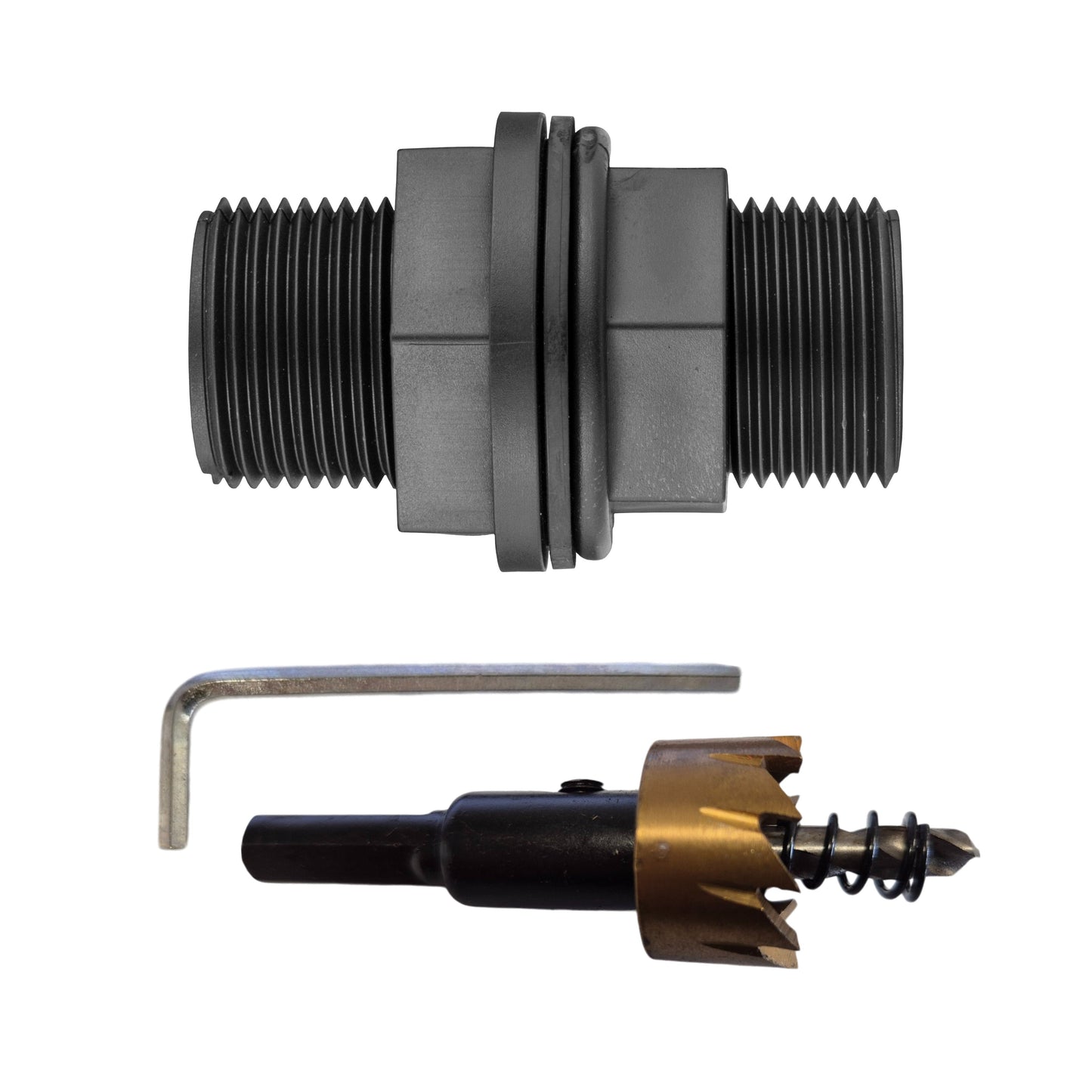 Tank Connector with Washer 3/4in BSPM and Drill Bit for Drip Irrigation Fitting