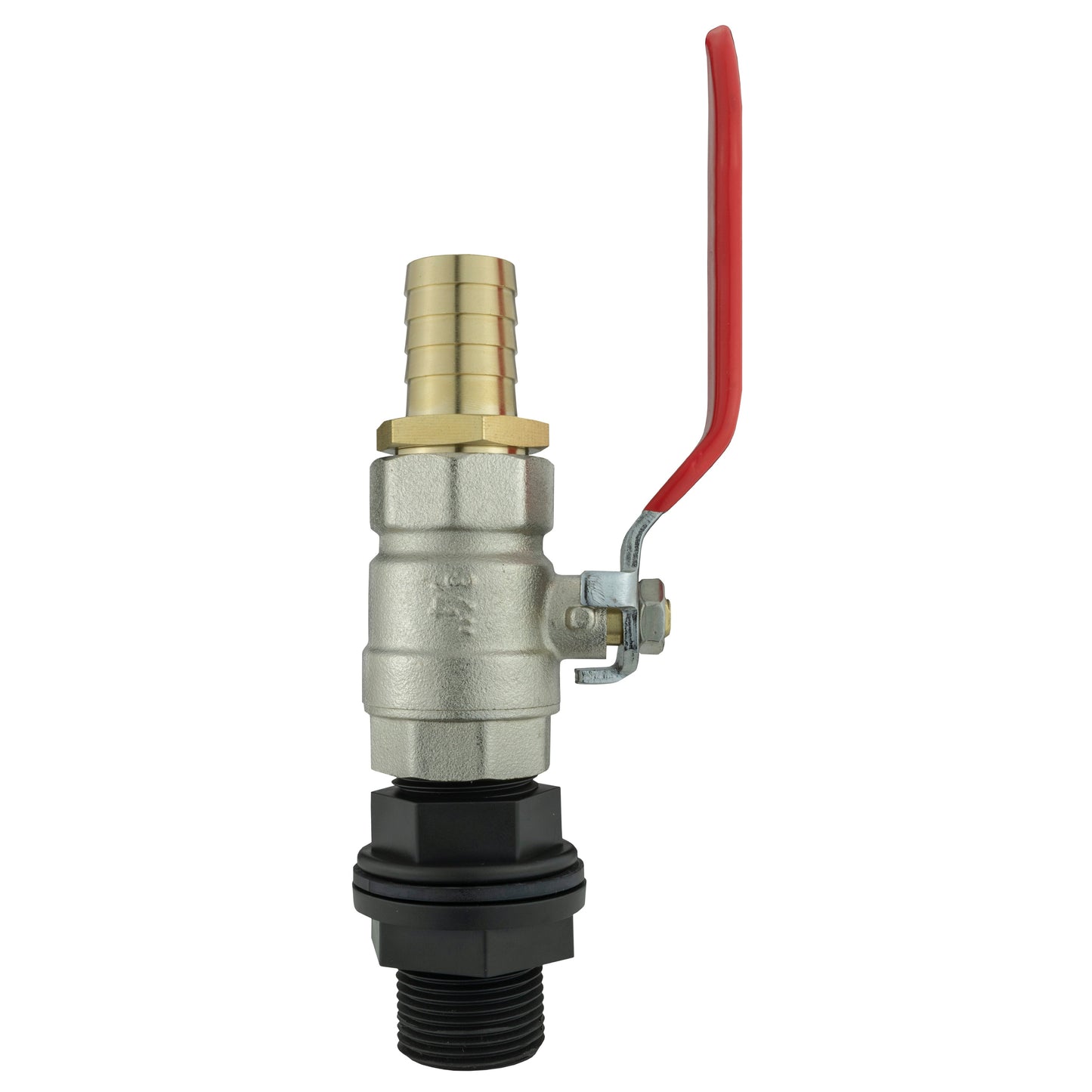 Water Butt Kit 3/4 BSP with Lever Valve and 19mm Brass Barb for Garden Hose Pipe