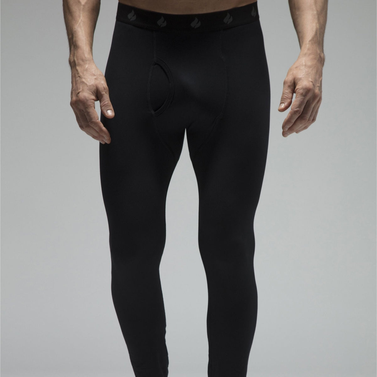 Mens Fleece Lined Base Layer Thermal Long John Bottoms