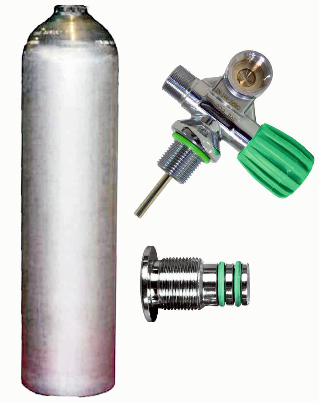 BTS 5.7 Litre 207 Bar Natural Luxfer Aluminium Cylinder with Right Hand M26 Valve & Blanking Plug S16416695
