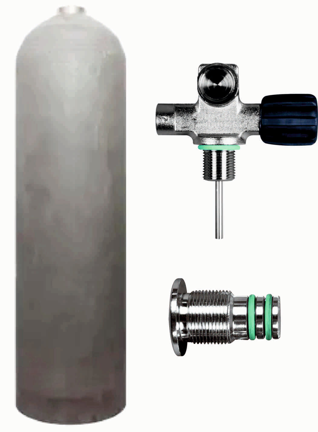 BTS 11.1 Litre 207 Bar Natural MES Aluminium Cylinder with Right Hand DIN Valve & Blanking Plug S16416656