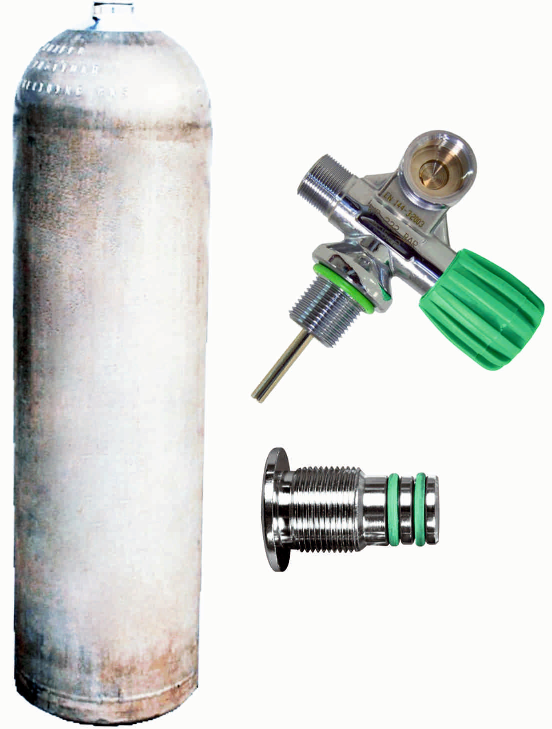 BTS 11.1 Litre 207 Bar Natural MES Aluminium Cylinder with Right Hand M26 Valve & Blanking Plug S16416680