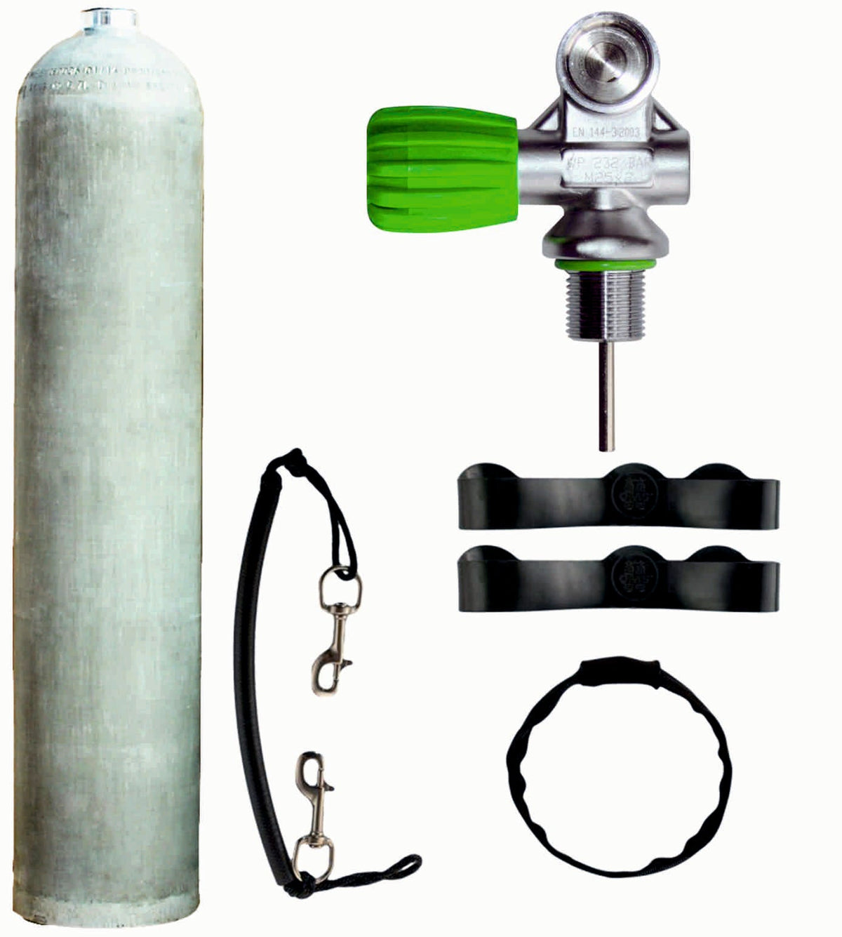 BTS 5.7 Litre 207 Bar Natural Aluminium Cylinder with M26 Valve & Stage Rigging Kit S16816665