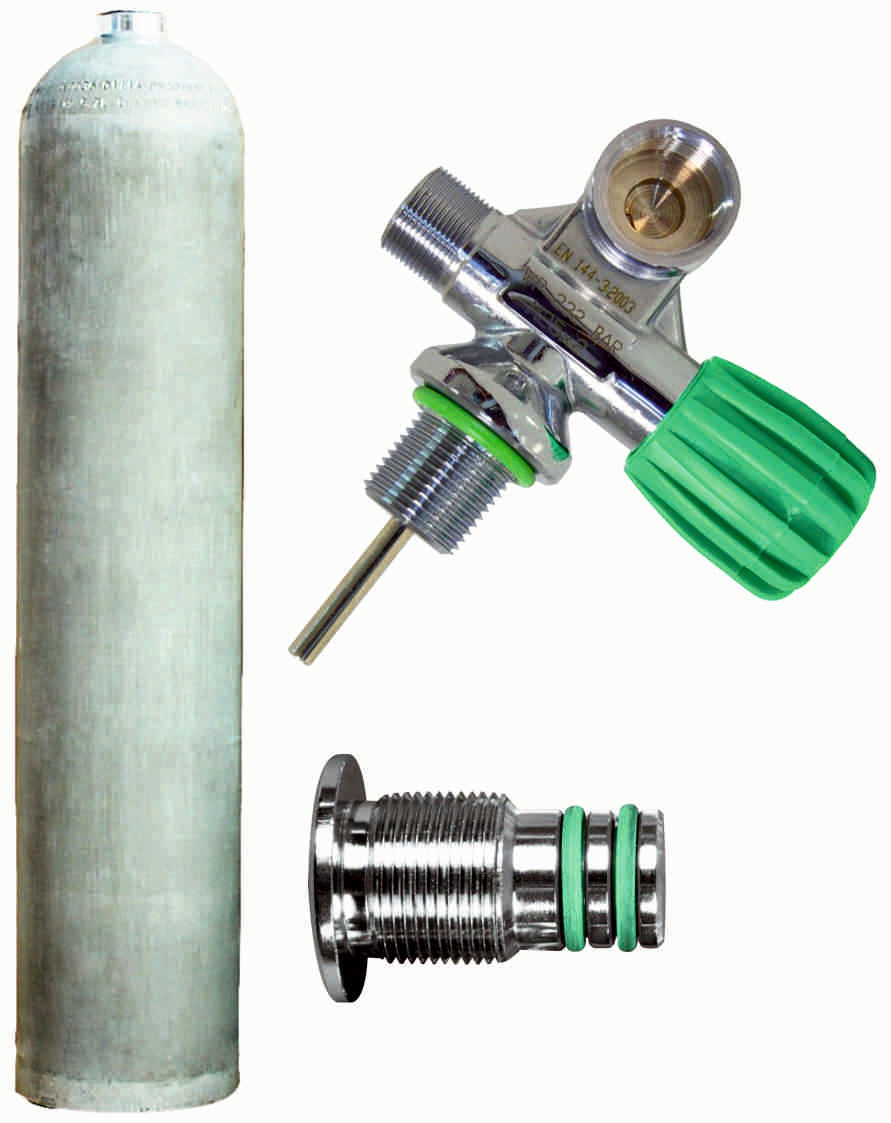 BTS 5.7 Litre 207 Bar Natural MES Aluminium Cylinder with Right Hand M26 Valve & Blanking Plug S16416676
