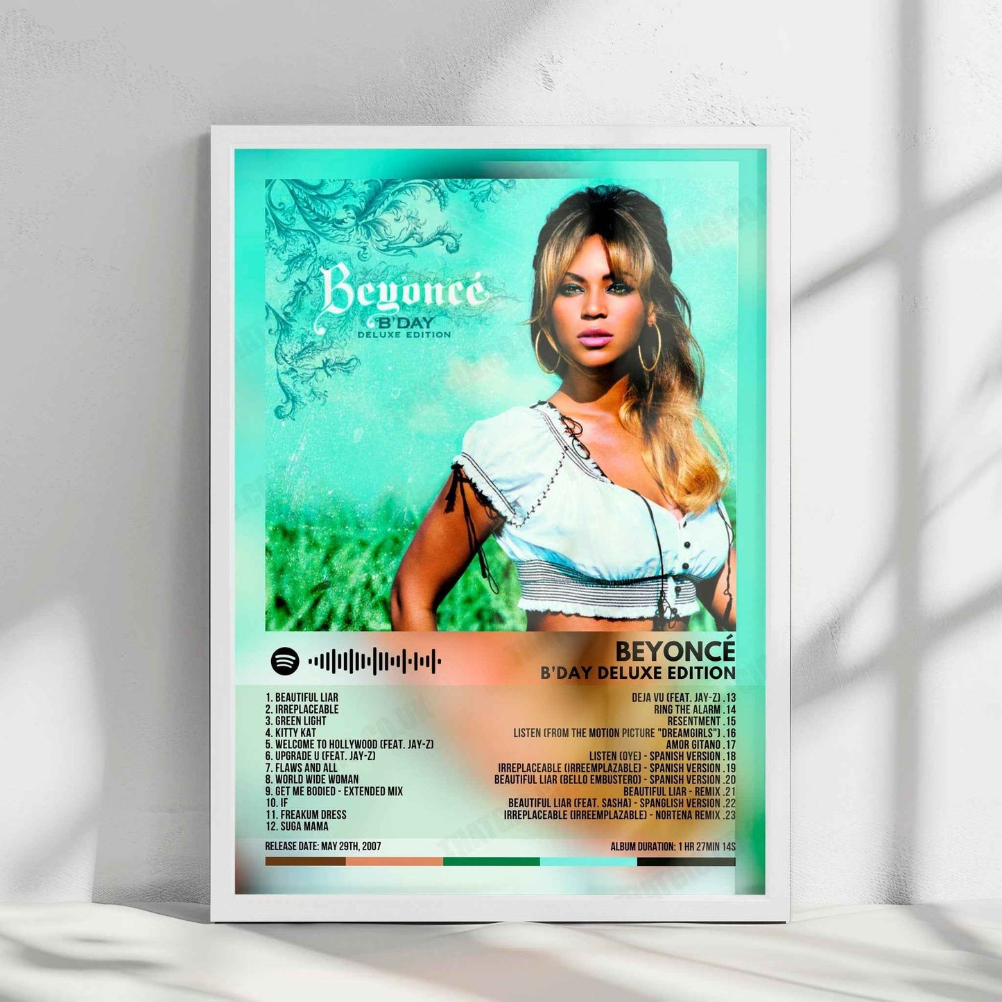 Beyoncé "B'Day (Deluxe)" Album Cover Poster - with Complete Tracklist