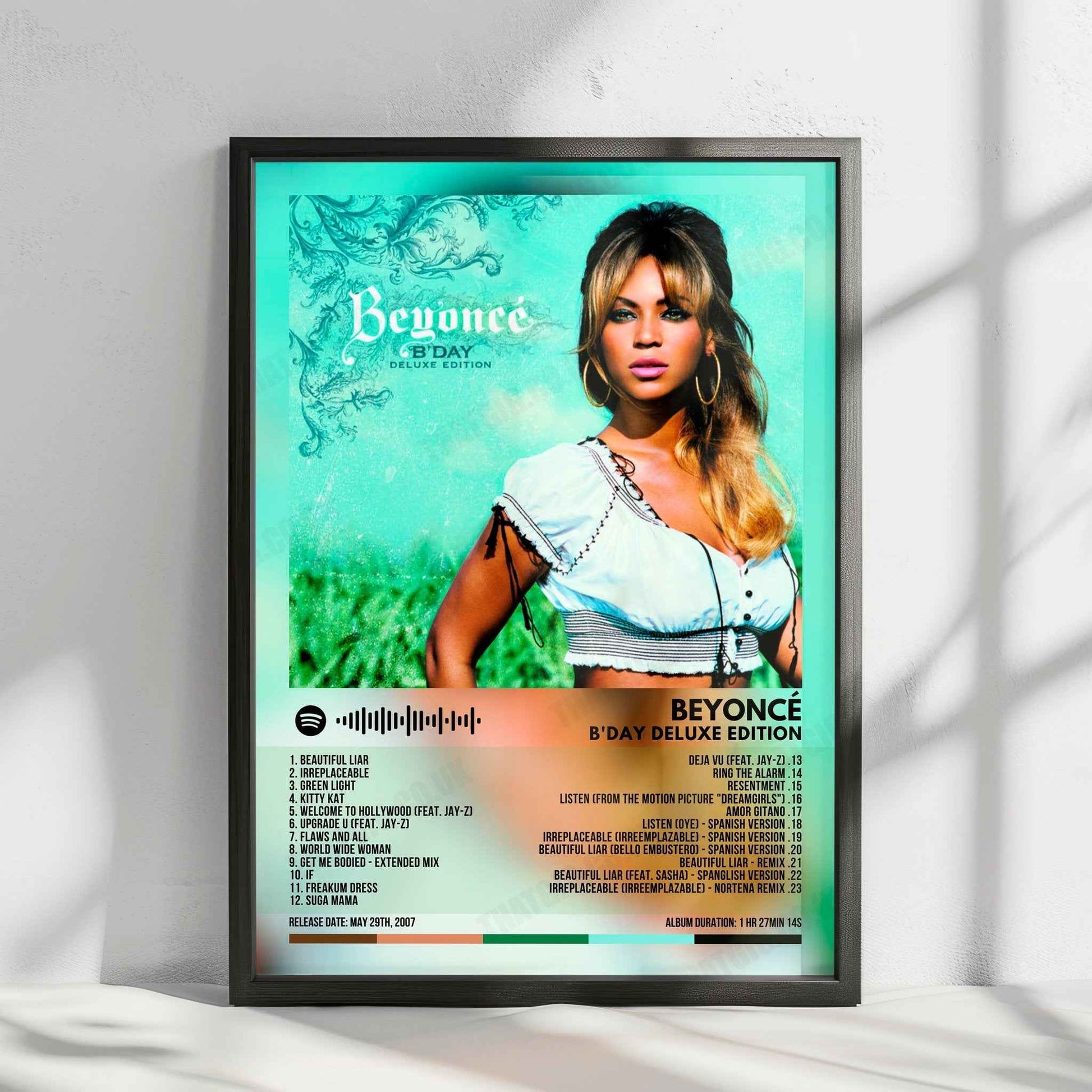 Beyoncé "B'Day (Deluxe)" Album Cover Poster - with Complete Tracklist
