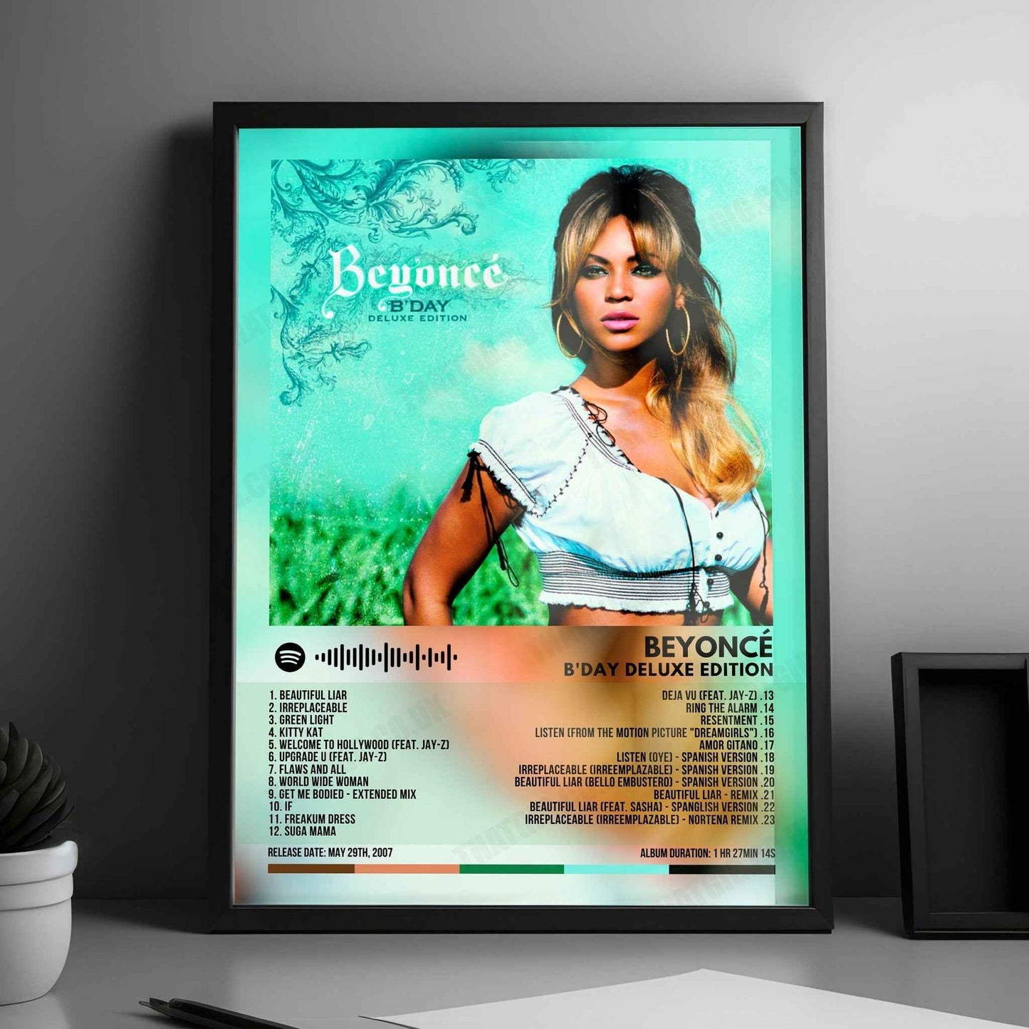 Beyoncé "B'Day (Deluxe)" Album Cover Poster - with Complete Tracklist