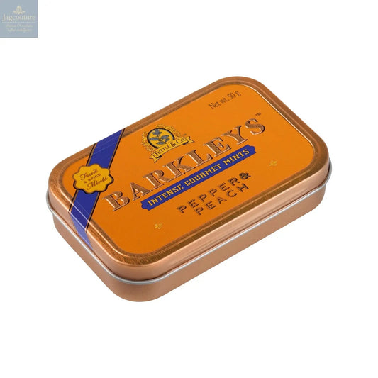 Barkleys gourmet pepper & peach mints in luxury tin