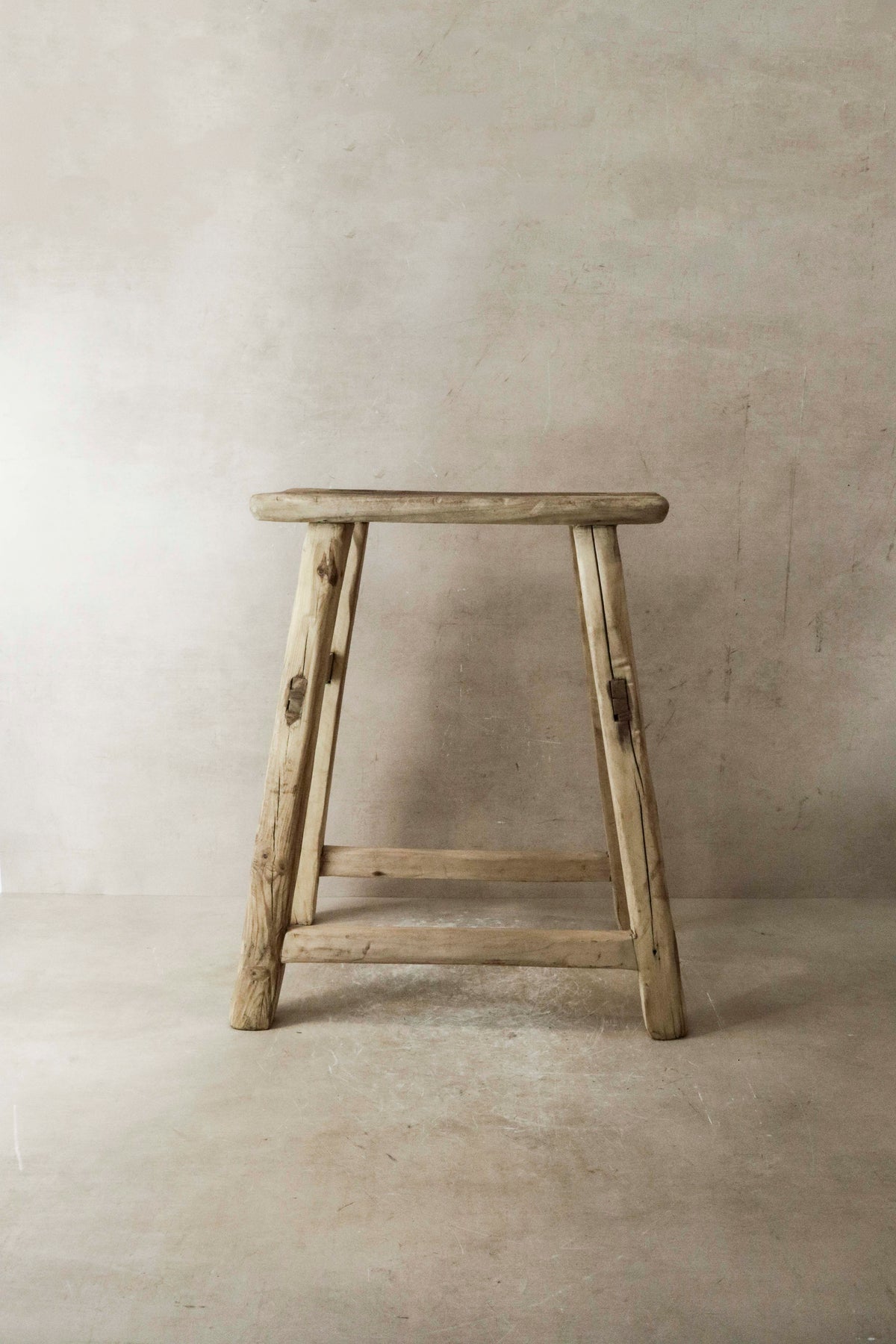 Vintage Rustic Elm Wood Stool - Medium - No 17