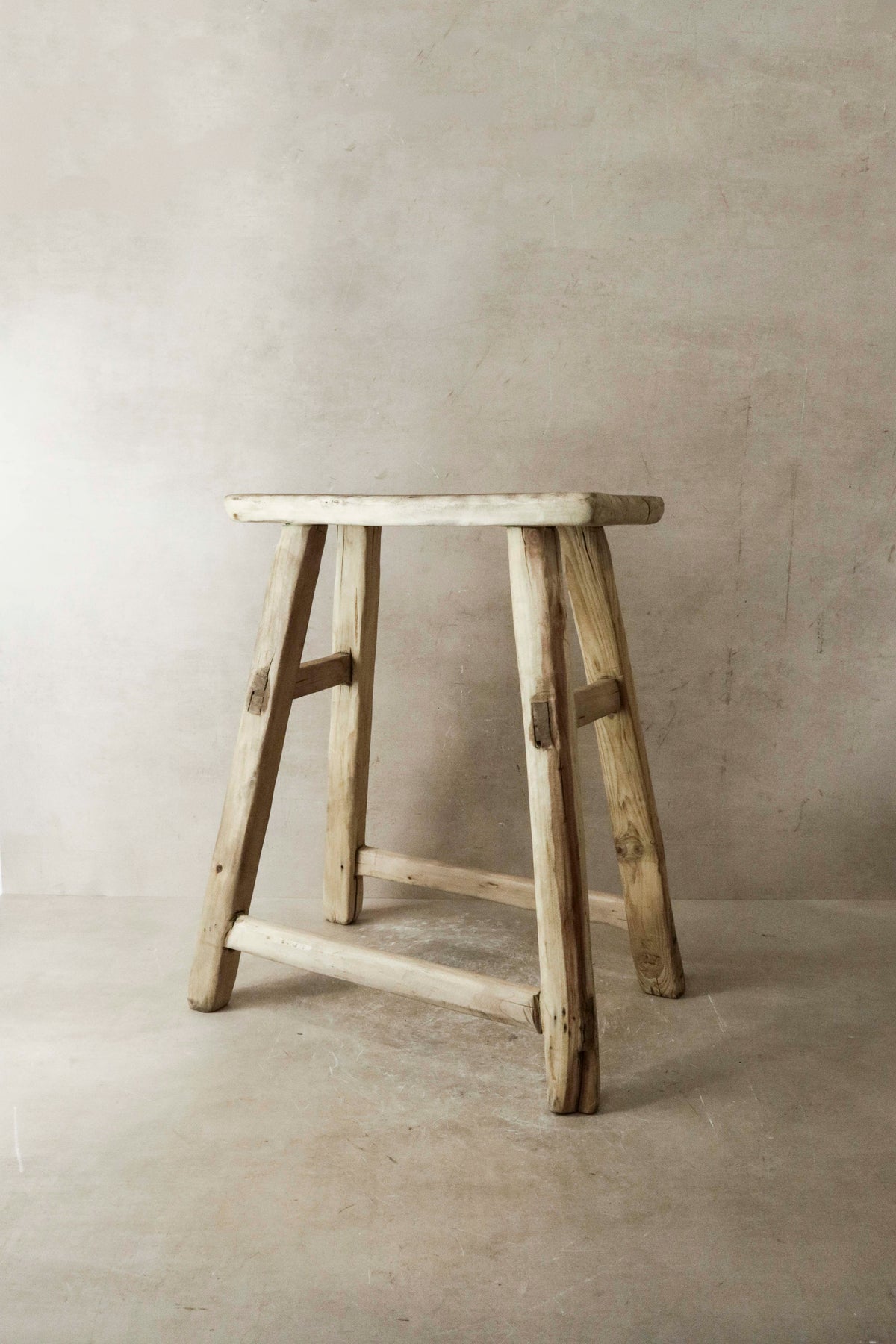 Vintage Rustic Elm Wood Stool - Medium - No 17