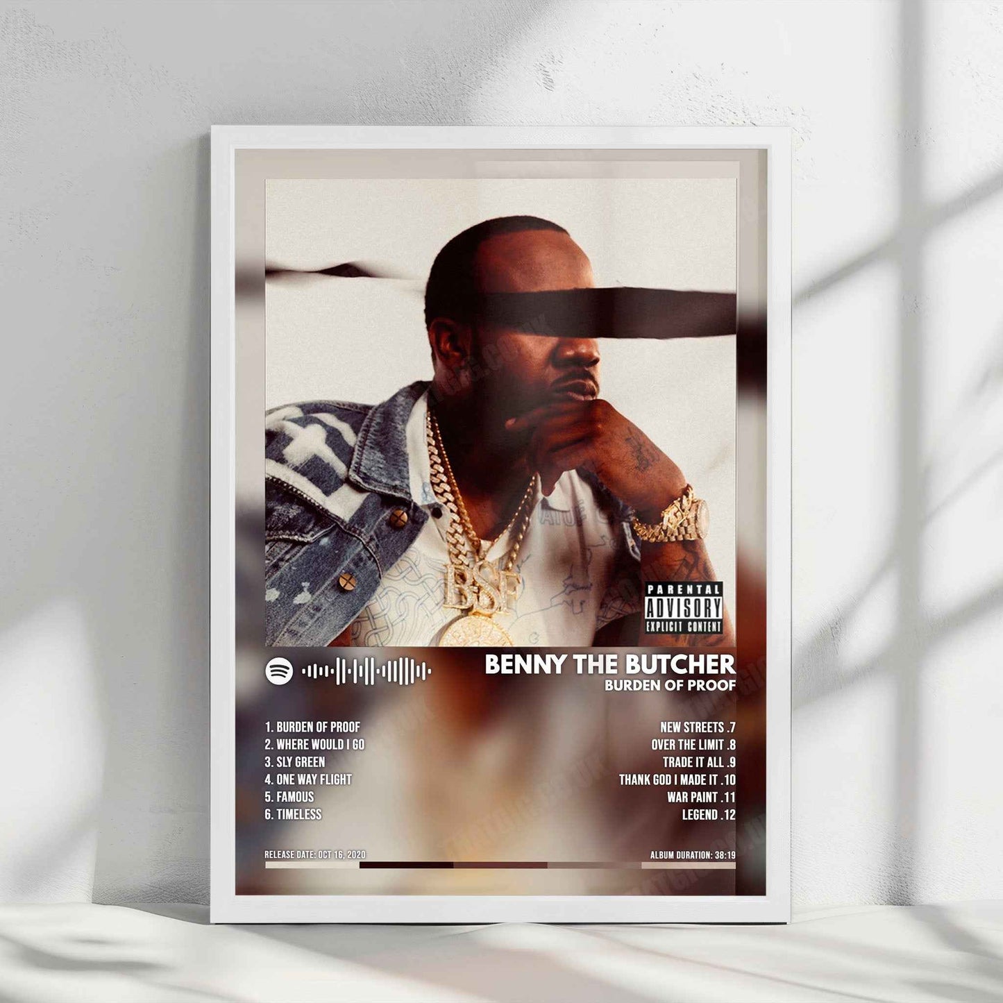 Benny The Butcher "Burden of Proof" Album Cover Poster - with Complete Tracklist