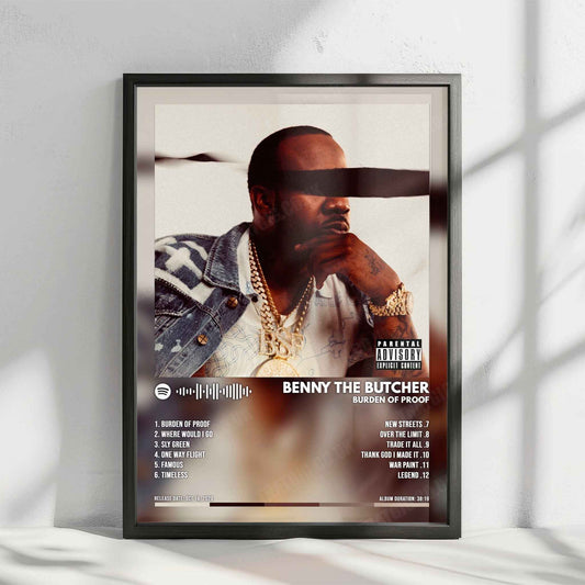 Benny The Butcher "Burden of Proof" Album Cover Poster - with Complete Tracklist