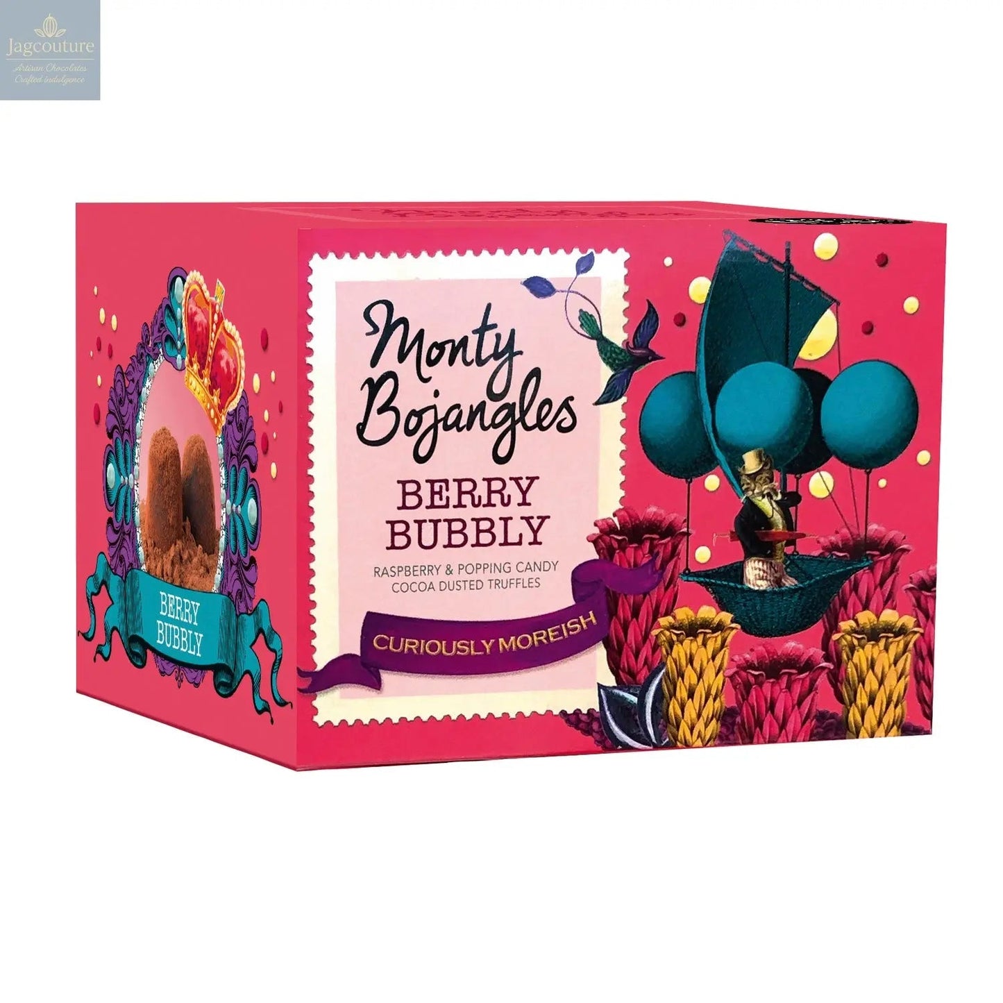 Berry Bubbly gift box of raspberry flavoured cocoa dusted truffles with popping candy