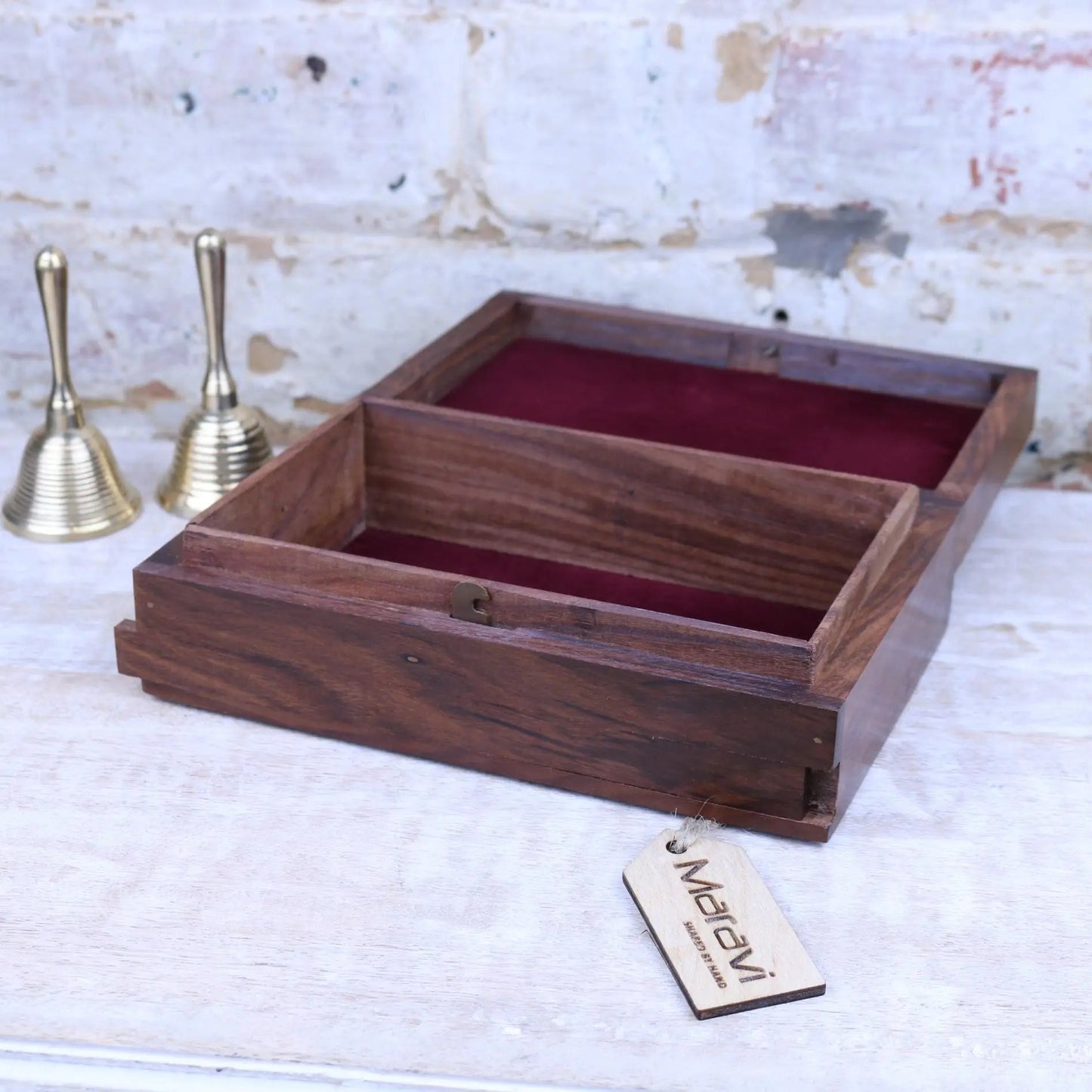 Betwa 20cm Wooden Trinket Box Floral Design Secret Lock