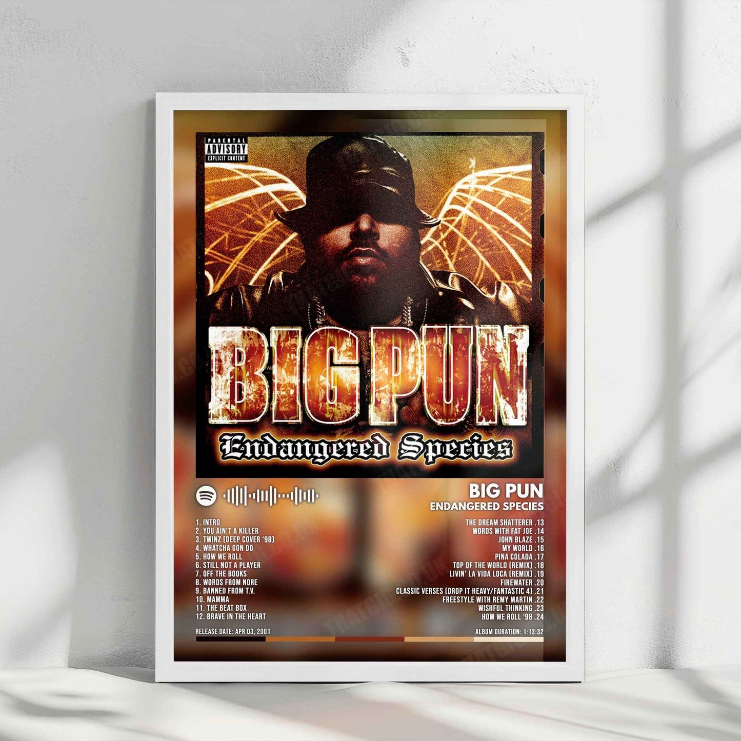 Big Pun "Endangered Species" Album Cover Poster - with Complete Tracklist