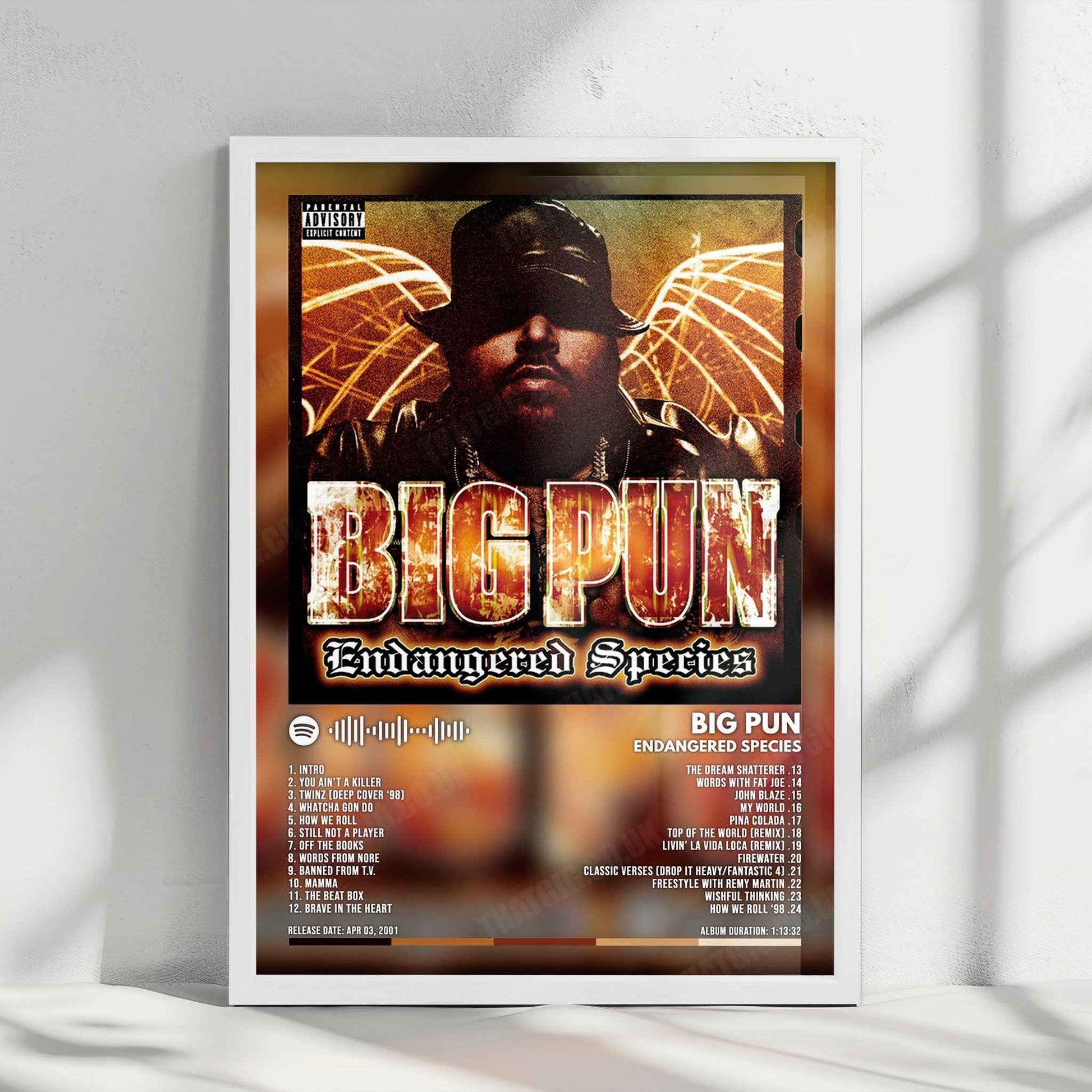 Big Pun "Endangered Species" Album Cover Poster - with Complete Tracklist