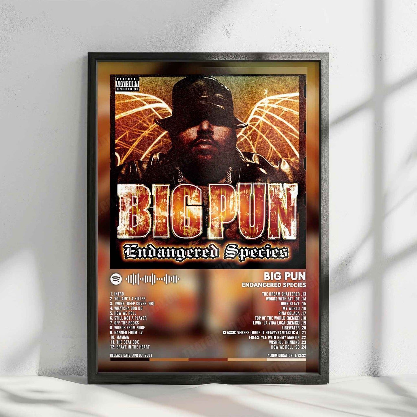 Big Pun "Endangered Species" Album Cover Poster - with Complete Tracklist