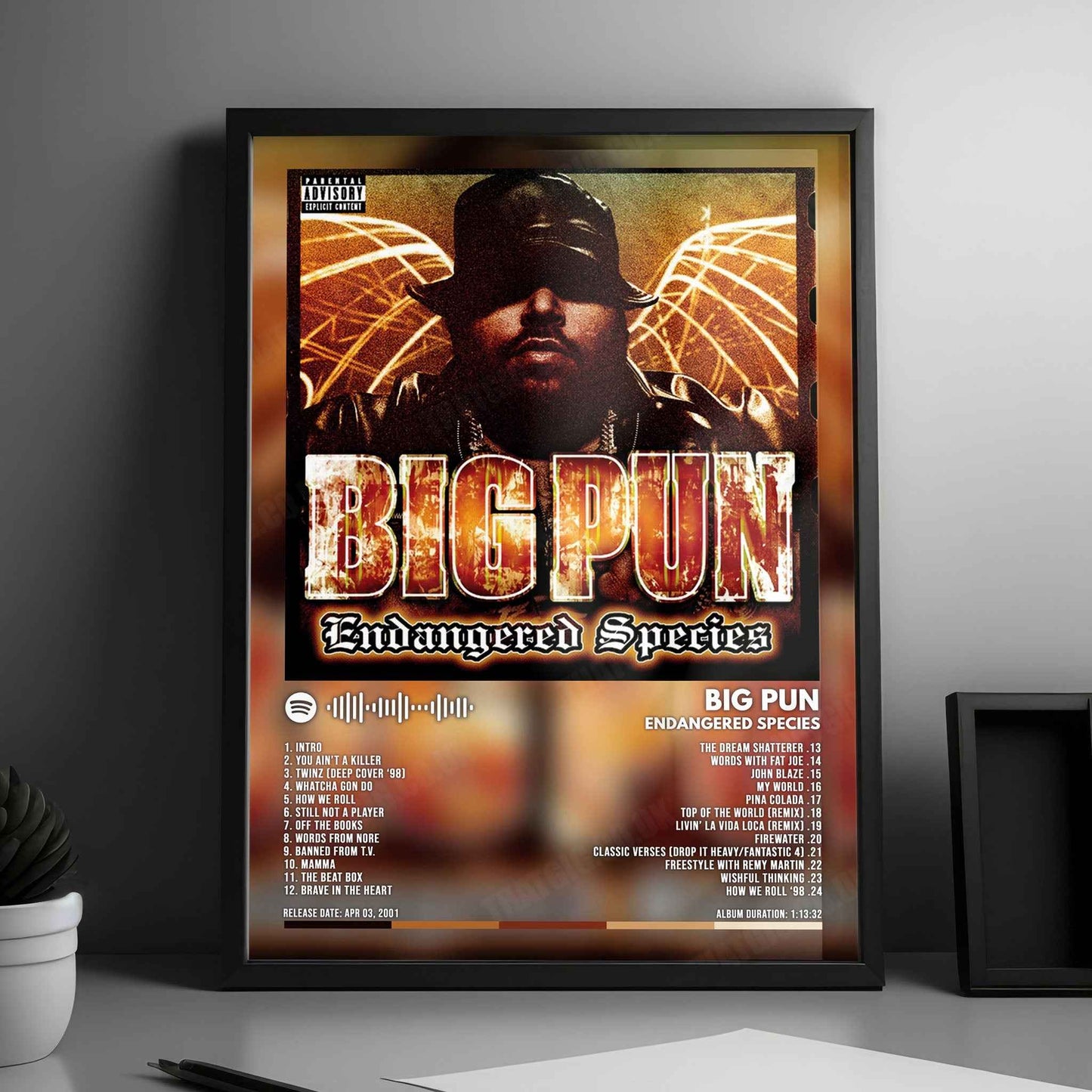 Big Pun "Endangered Species" Album Cover Poster - with Complete Tracklist
