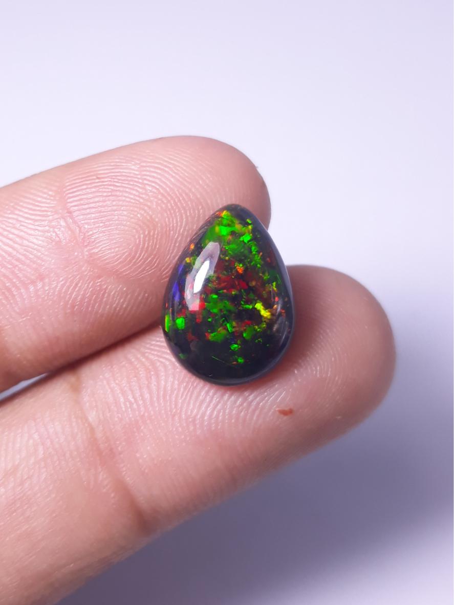 3.80ct Opal for Sale - Black Fire Opal - October Birthstone - 15.4x11.4x5mm