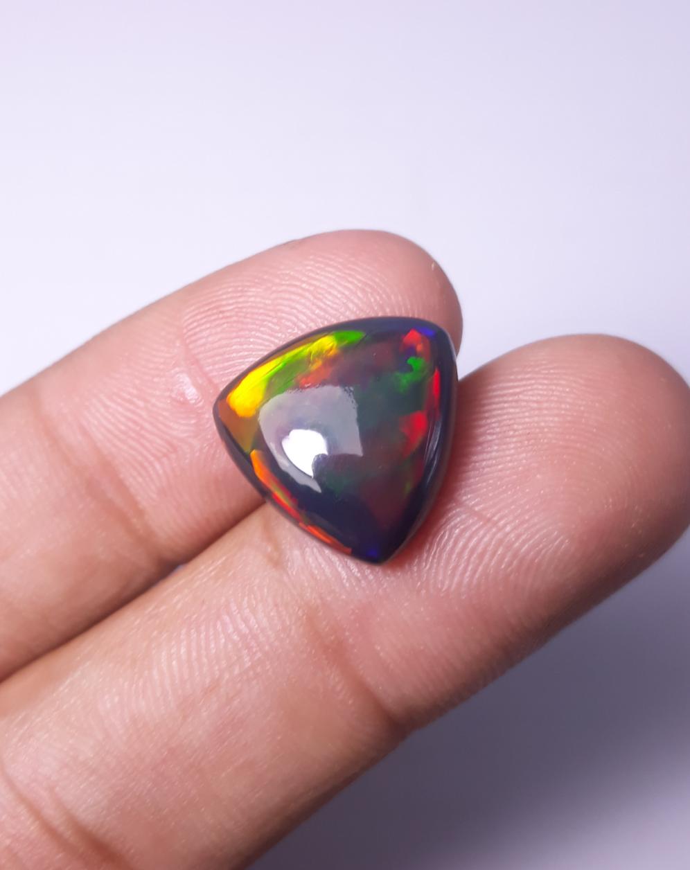 6.30ct Opal for Sale - Black Fire Opal - October Birthstone - 15.2x15.2x6.2mm