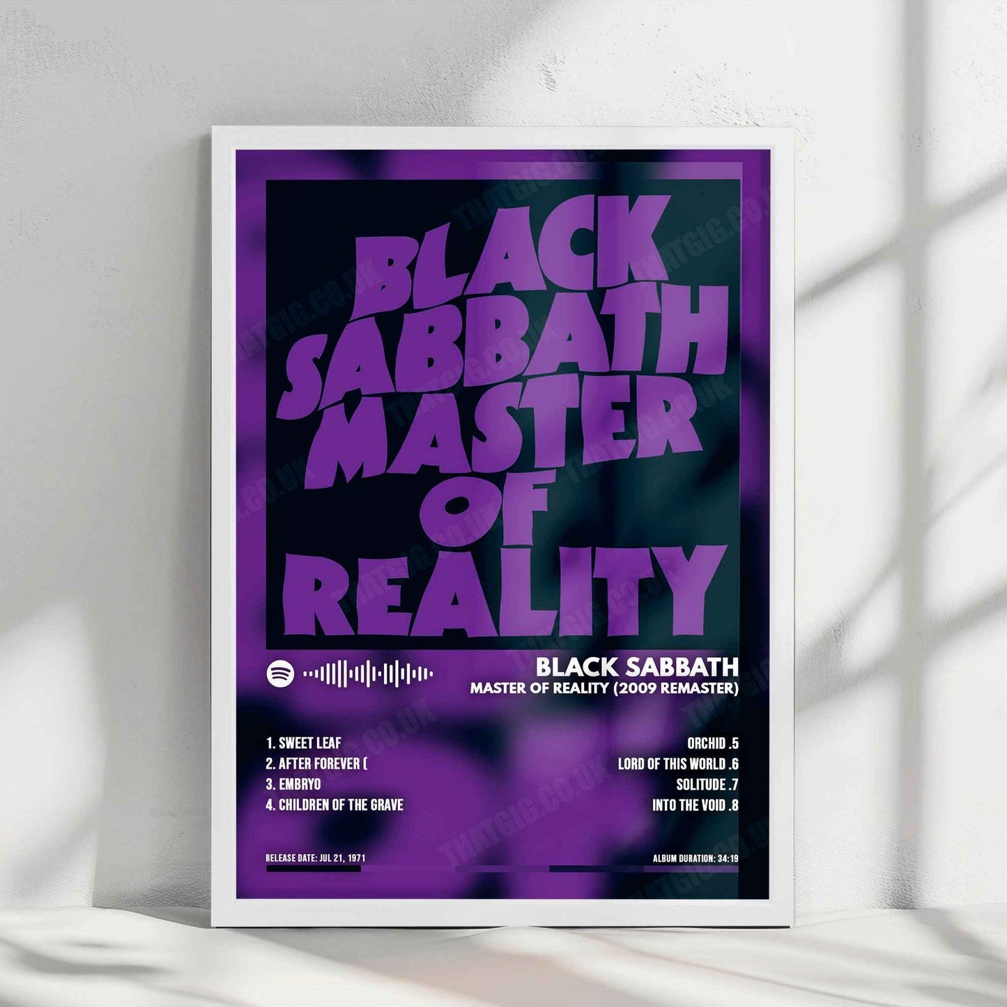 Black Sabbath "Master of Reality" Album Cover Poster - with Complete Tracklist