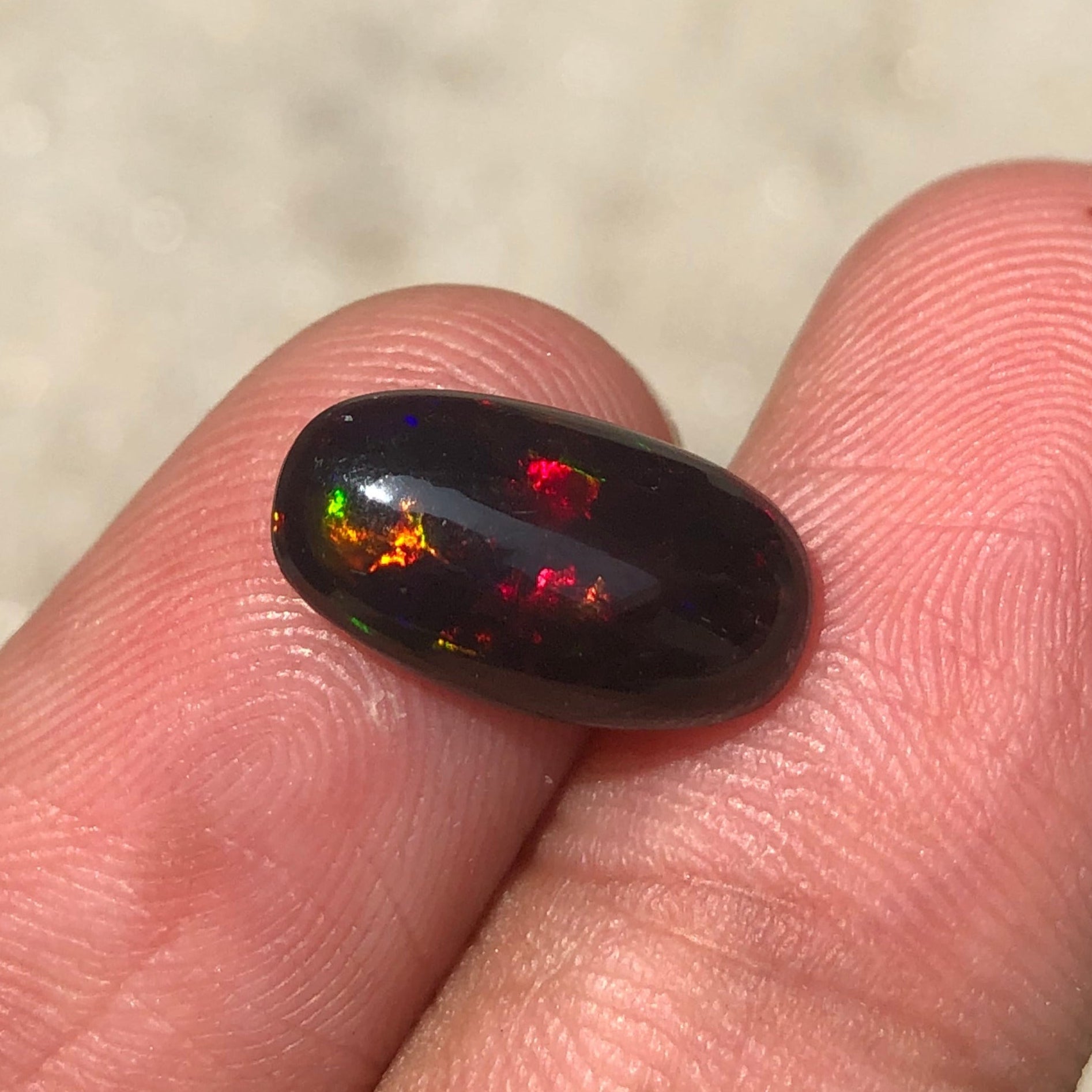 2.3ct Opal for Sale - Black Fire Opal - October Birthstone - 15x8mm