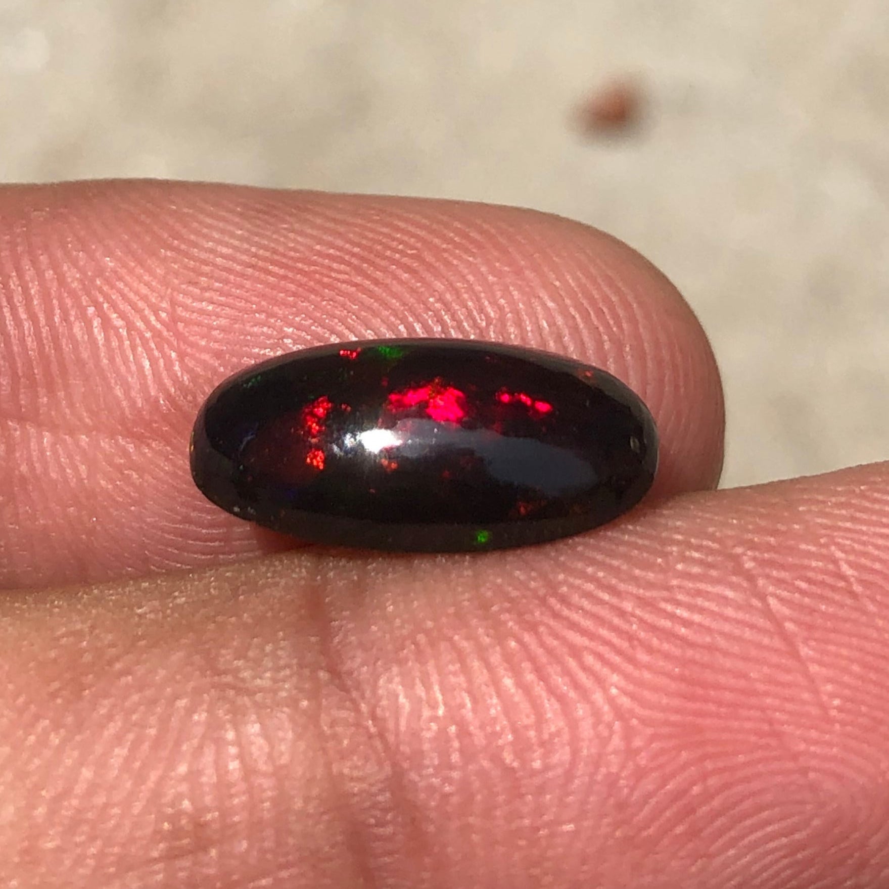2.3ct Opal for Sale - Black Fire Opal - October Birthstone - 15x8mm