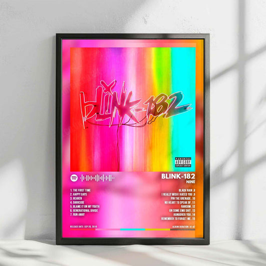 BLINK-182 - "Nine" Album Cover Poster - with Complete Tracklist