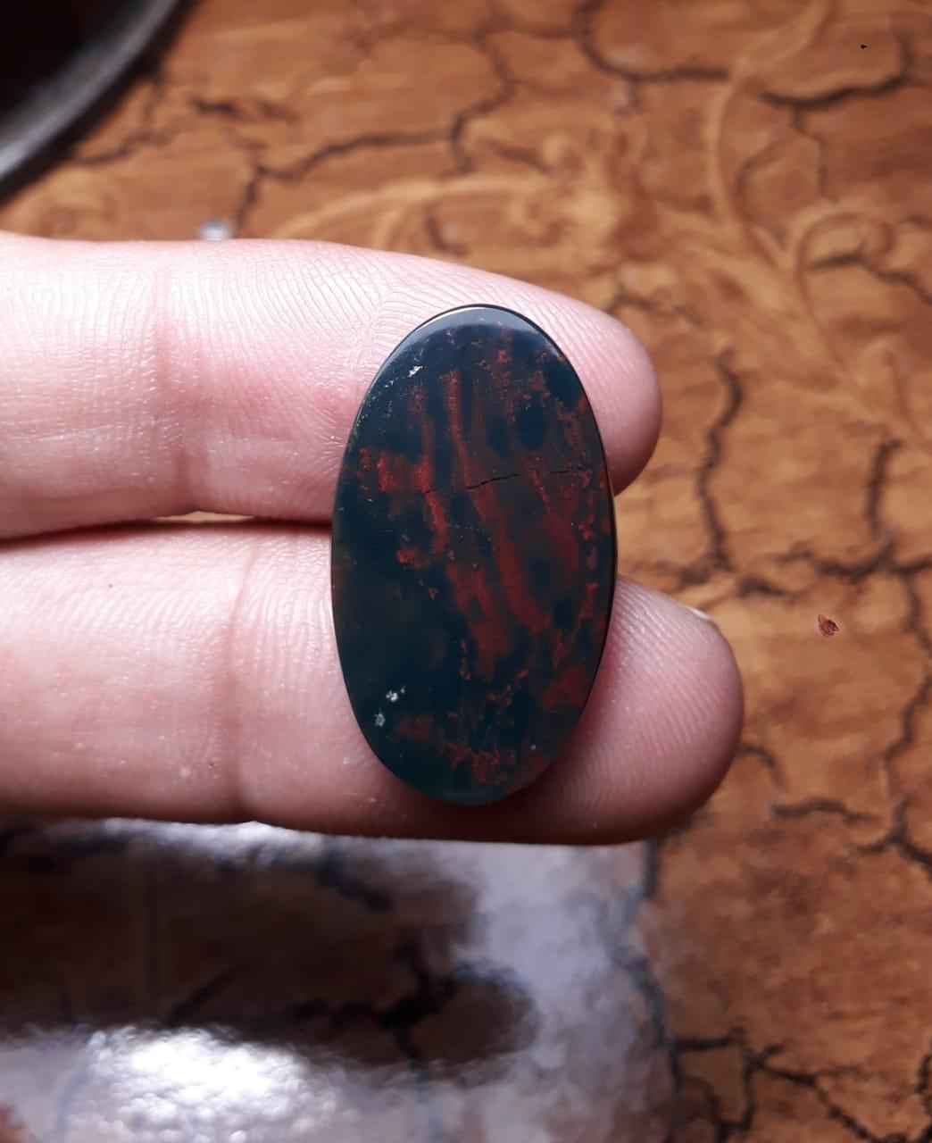 14.6ct Natural High Quality Blood Stone - Heliotrope - Dimension-25.8mm X 15mm