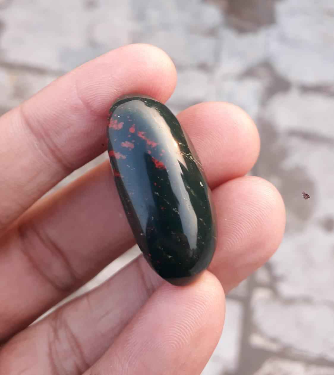 46.1ct Natural High Quality Blood Stone - Heliotrope - Dimension-33.2x16.2mm