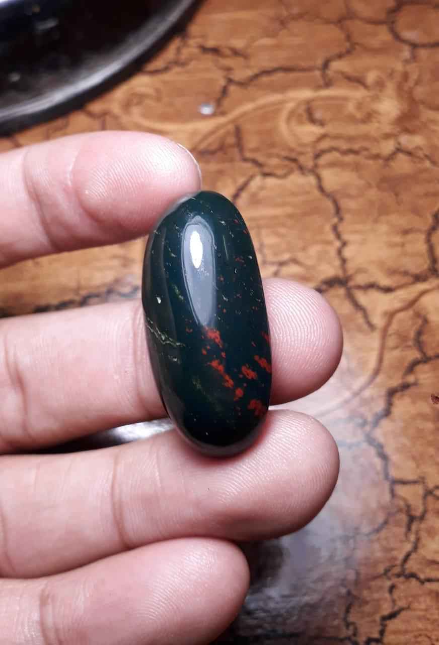 46.1ct Natural High Quality Blood Stone - Heliotrope - Dimension-33.2x16.2mm