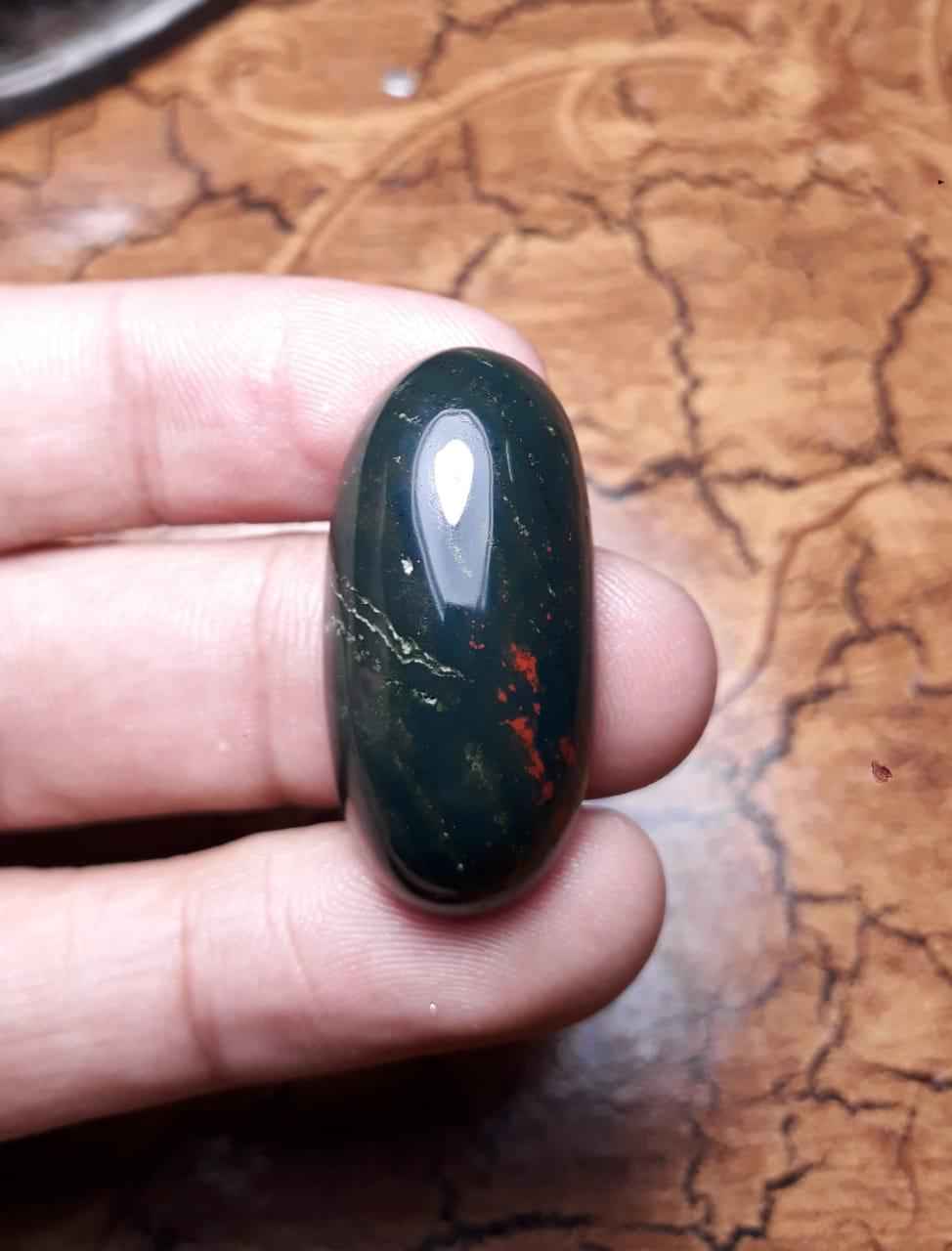 46.1ct Natural High Quality Blood Stone - Heliotrope - Dimension-33.2x16.2mm