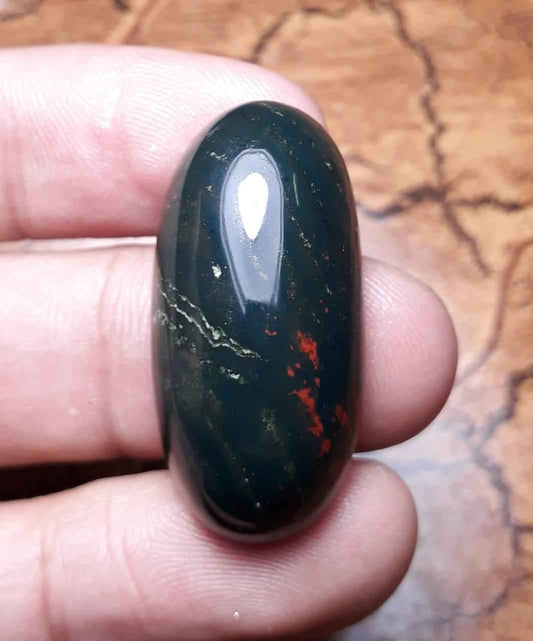 46.1ct Natural High Quality Blood Stone - Heliotrope - Dimension-33.2x16.2mm