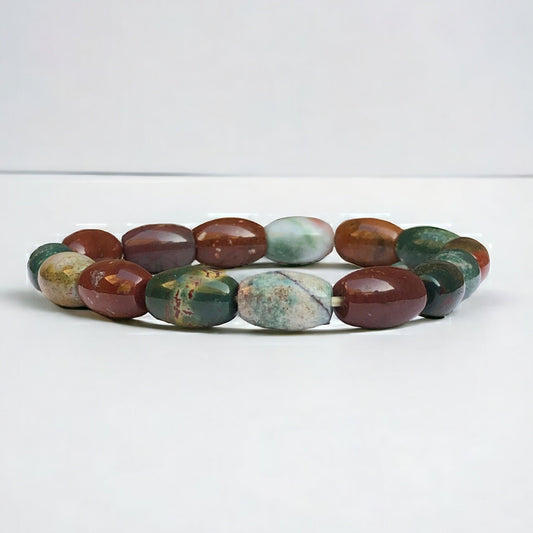 Plasma Chalcedony aka Natural BloodStone Strech Bracelet