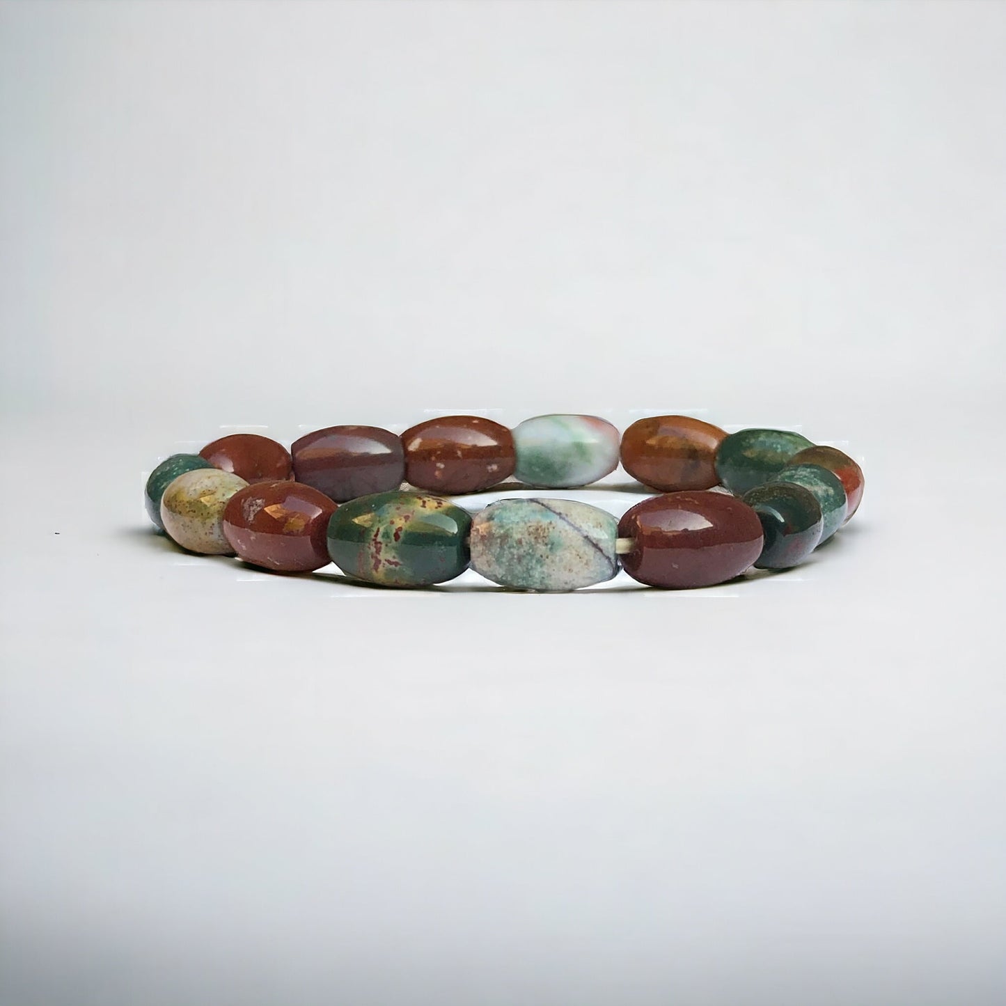 Plasma Chalcedony aka Natural BloodStone Strech Bracelet