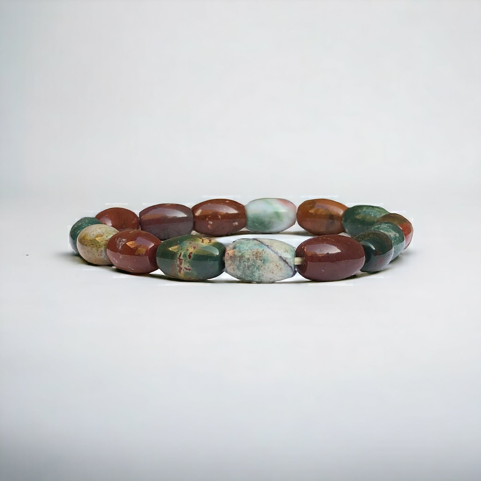 Plasma Chalcedony aka Natural BloodStone Strech Bracelet