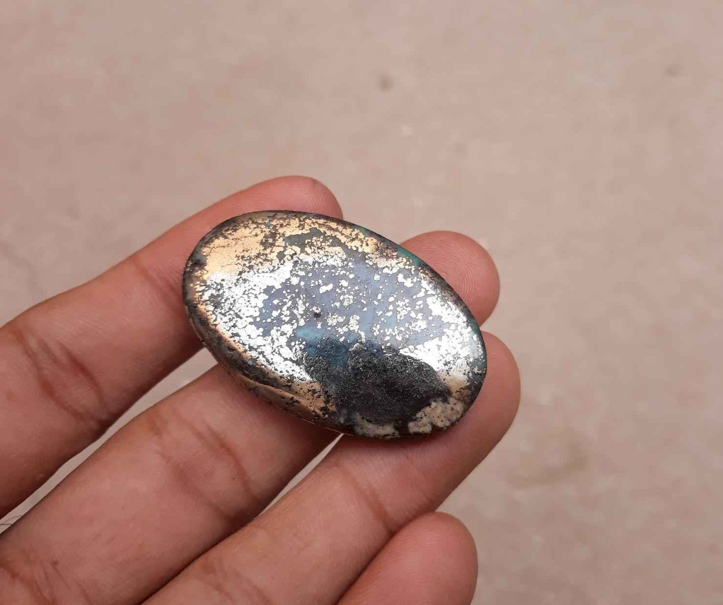 Natural Turquoise with Pyrite - Blue Matrix Turquoise - Shajri Feroza-110 Ct-42x27mm