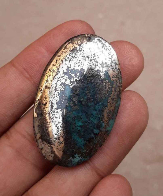 Natural Turquoise with Pyrite - Blue Matrix Turquoise - Shajri Feroza-110 Ct-42x27mm