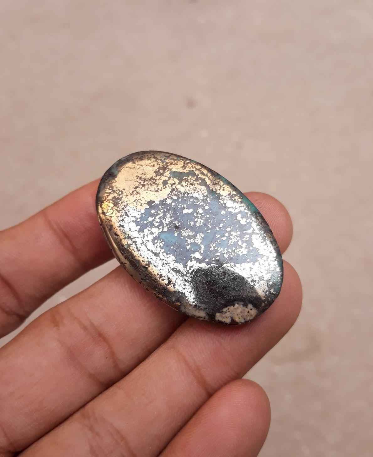 Natural Turquoise with Pyrite - Blue Matrix Turquoise - Shajri Feroza-110 Ct-42x27mm