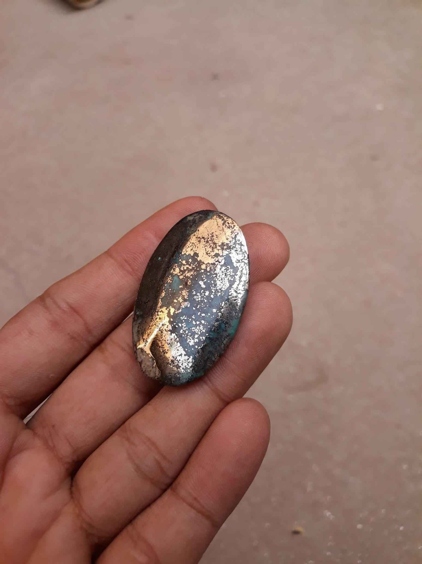 Natural Turquoise with Pyrite - Blue Matrix Turquoise - Shajri Feroza-110 Ct-42x27mm