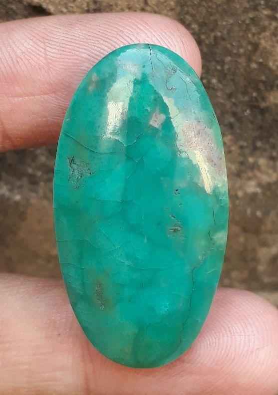 43ct Morenci Turquoise - Natural Green Matrix Turquoise - Shajri Feroza - Dimension - 41x22mm