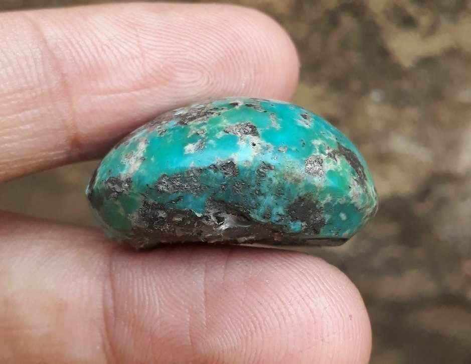 Natural Turquoise with Pyrite - Blue Matrix Turquoise - Shajri Feroza-69-Ct-29x22mm