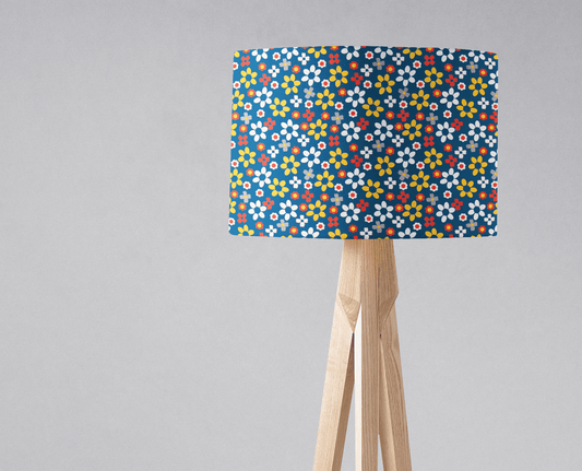 Blue, White and Yellow Floral Retro Lampshade, Ceiling or Table Lamp Shade
