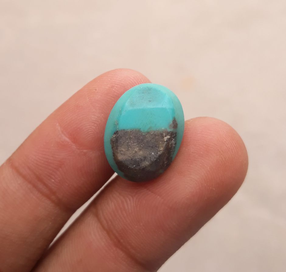 Natural Certified Turquoise  - Blue Turquoise - 15.2ct- 18x13mm