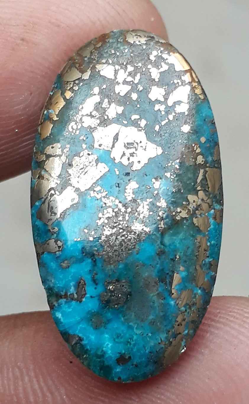 Natural Turquoise with Pyrite - Blue Matrix Turquoise - Shajri Feroza-25.3Ct