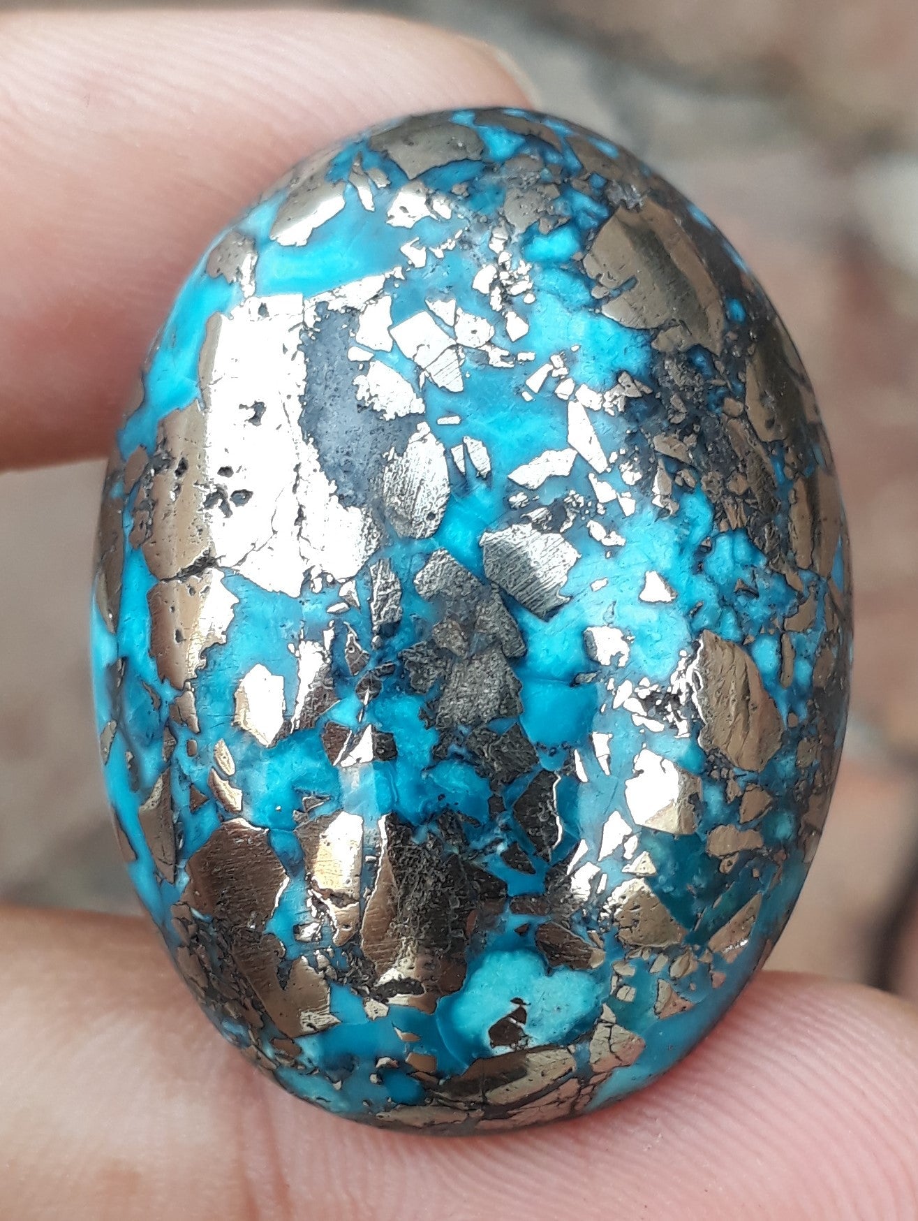 Natural Turquoise with Pyrite - Blue Matrix Turquoise - Shajri Feroza-117Ct