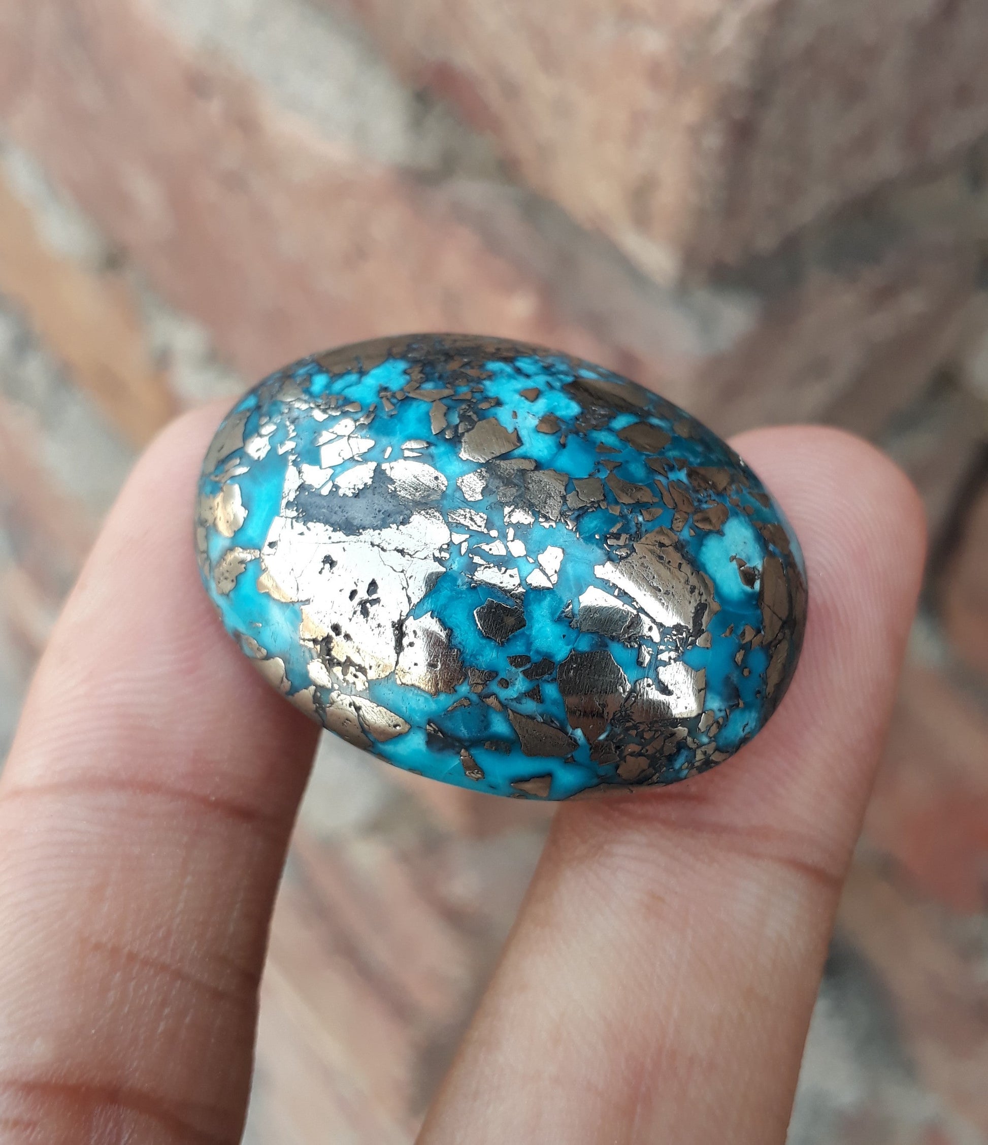 Natural Turquoise with Pyrite - Blue Matrix Turquoise - Shajri Feroza-117Ct