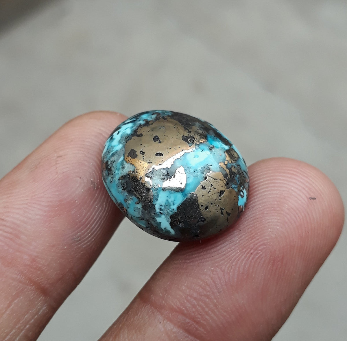 Natural Turquoise with Pyrite - Blue Matrix Turquoise - Shajri Feroza-26.15Ct