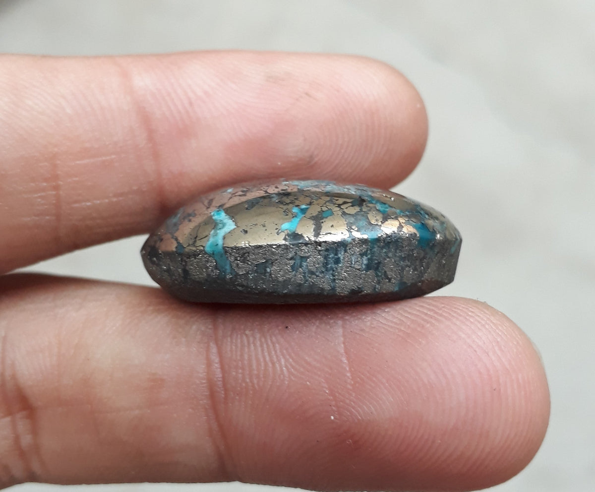 Natural Turquoise with Pyrite - Blue Matrix Turquoise - Shajri Feroza-61Ct