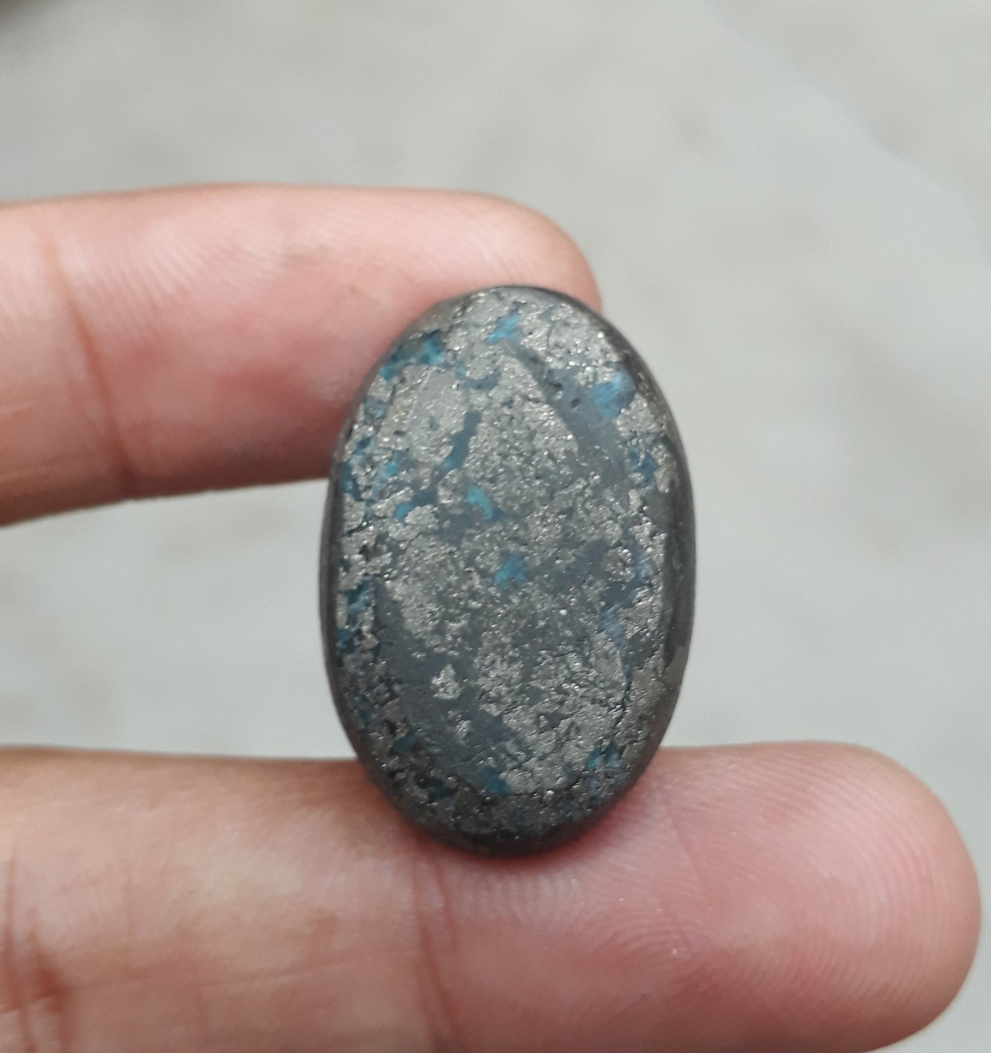 Natural Turquoise with Pyrite - Blue Matrix Turquoise - Shajri Feroza-61Ct